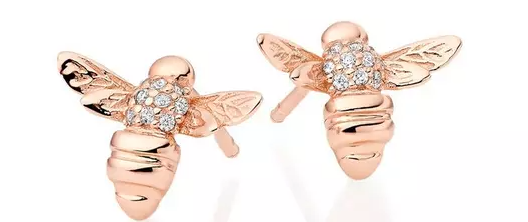 Rose Gold Plated Silver Cubic Zirconia Bee Earrings