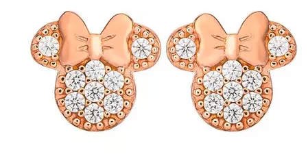 Disney Minnie Mouse Rose Gold Plated Sterling Silver Crystal Stud Earrings