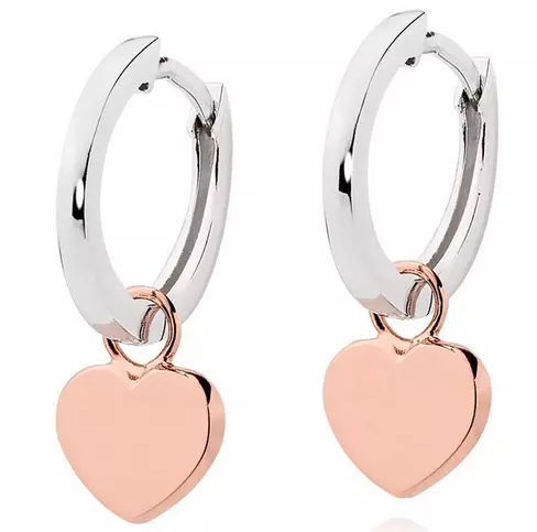 Silver and Rose Gold Plated Heart Hoop Earrings