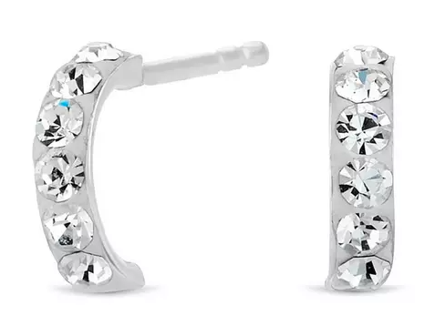 Sterling Silver Pave Half Hoop Earrings