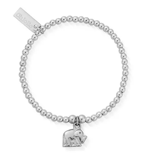 Childrens Sterling Silver Cute Charm Elephant Bracelet - Silver