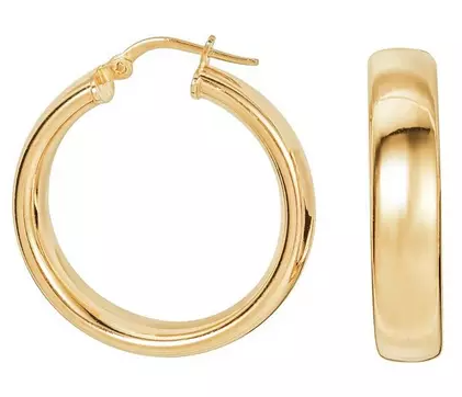 Sterling Silver Gold Plated Chunky Hoop Creole Earrings 26mm
