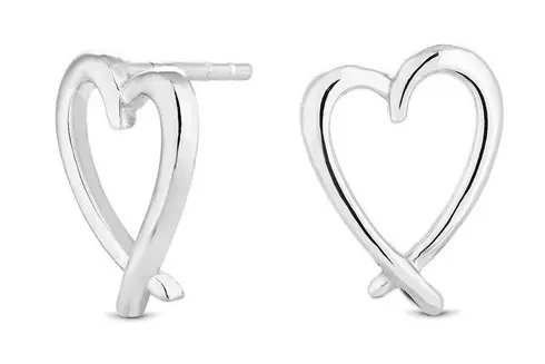 Open Crossover Heart Stud Earring