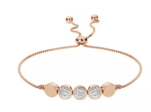 Rose Gold Plated Silver and Crystal Toggle Bracelet