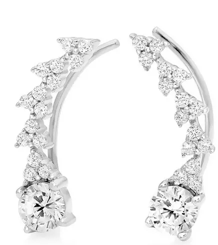 Silver Cubic Zirconia Climber Earrings