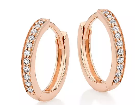 Silver Rose Gold Plated Cubic Zirconia Hoop Earrings
