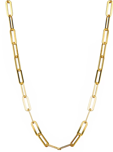 Gold Plated Sterling Silver Paper Clip Chain Necklace