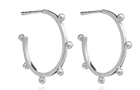 Rachel Jackson London Medium Punk Hoop Earrings - Silver