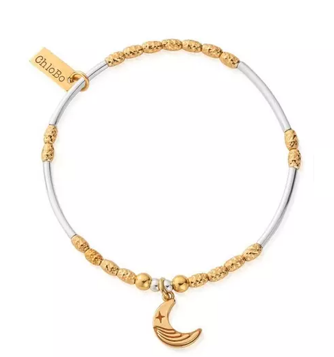 Chlobo Sterling Silver and Gold Plated Luna Moon Bracelet