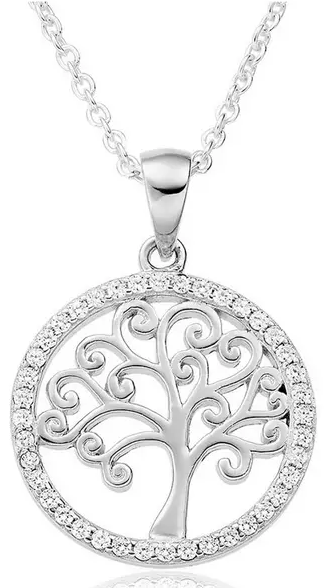 Silver Cubic Zirconia Tree Pendant