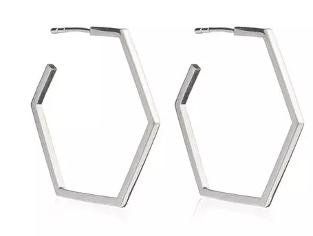 Rachel Jackson London Large Hexagon Hoop Earrings - Silver
