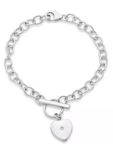 Mini B Childrens Silver Diamond Heart Bracelet