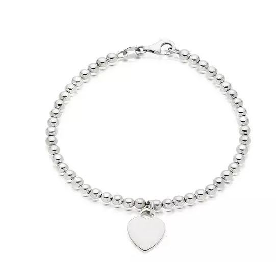 Silver Ball Heart Bracelet