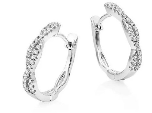 Silver Cubic Zirconia Twist Hoop Earrings