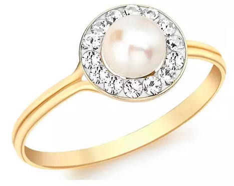 9ct Gold Pearl and Cubic Zirconia Ring