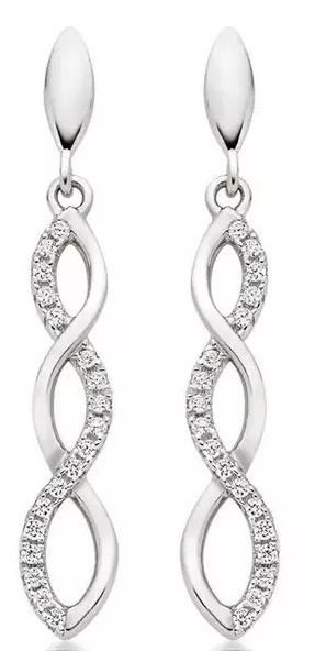 Silver Cubic Zirconia Infinity Drop Earrings
