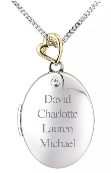 Personalised Sterling Silver and Gold Plated Diamond Set Family Locket