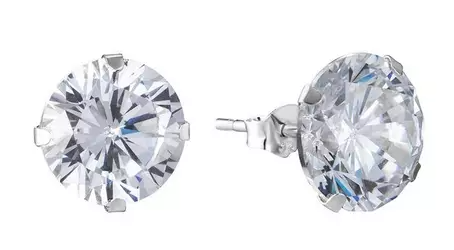 Sterling Silver 8mm Round Cubic Zirconia Stud Earrings