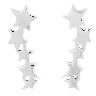 Sterling Silver Polished five star constellation stud earrings