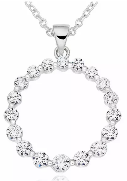 Beaverbrooks Silver Cubic Zirconia Circle Pendant