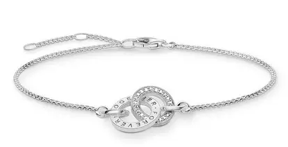 Sterling Silver Logo Double Ring Bracelet