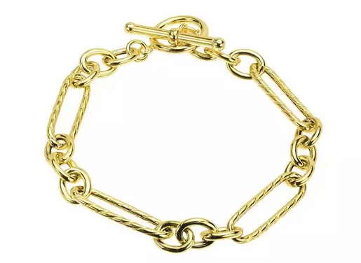 Sterling Silver Gold Plated Links T Bar Bracelet