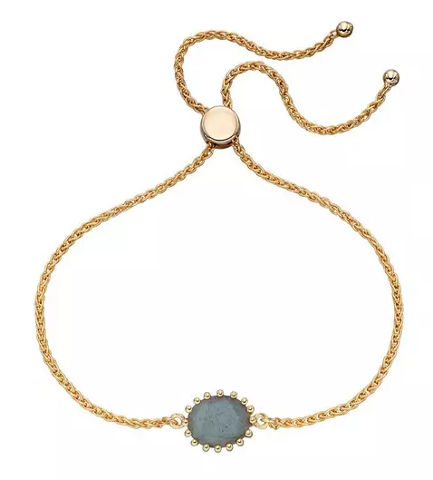 Gold Plated Sterling Silver Blue Labradorite Toggle Bracelet