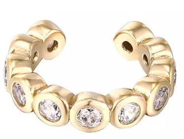 18ct Gold Plated Sterling Silver Bezel Cubic Zirconia Earring Cuff
