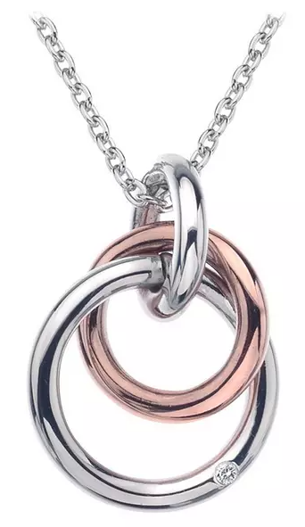 Eternity Sterling Silver and 18 Carat Gold Vermeil Diamond Set Interlocking Pendant