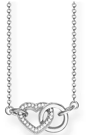 Sterling Silver Cubic Zirconia Together Forever Heart Link Necklace
