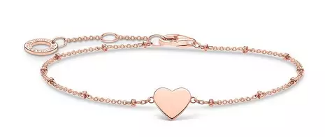 Rose Gold Plated Sterling Silver Heart Bracelet