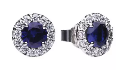Diamonfire Sapphire coloured CZ Cluster Earrings