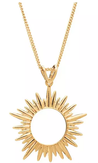 22ct Gold Plated Silver Medium Sun Pendant Necklace