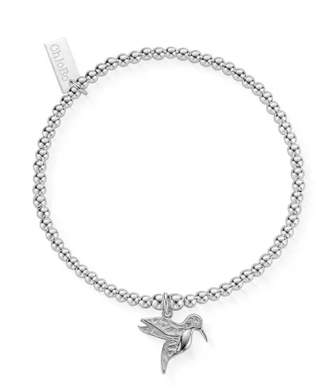 Sterling Silver Cute Charm Hummingbird Bracelet