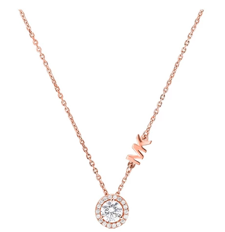 Michael Kors Rose Gold Plated Sterling Silver and Cubic Zirconia Logo Ladies Necklace