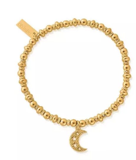 Chlobo Sterling Silver Gold Plated Didi Sparkle Starry Moon Bracelet