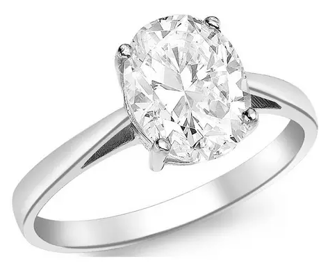 9ct White Gold Cubic Zirconia Oval Solitaire Ring