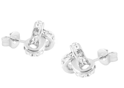 Sterling Silver Crystal Triple Knot Stud Earrings