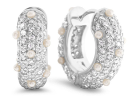 PEARL DONUT STERLING SILVER HOOPS