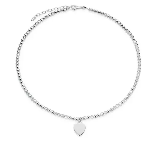 Silver Ball Heart Necklace