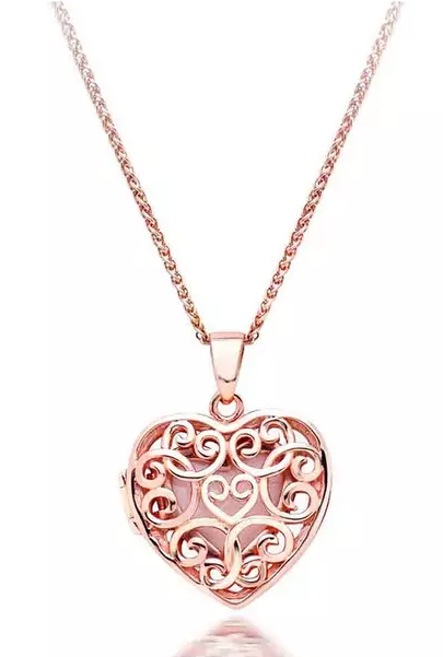 Silver Rose Gold Plated Heart Locket Pendant