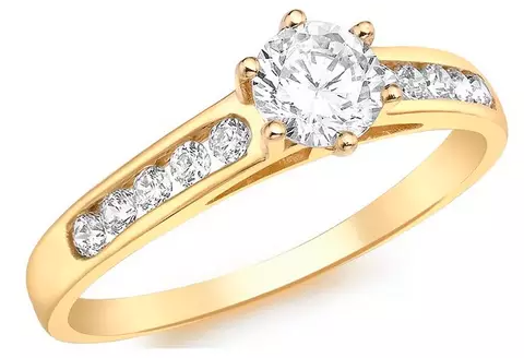 9ct Gold Cubic Zirconia Solitaire Ring with Set Shoulders