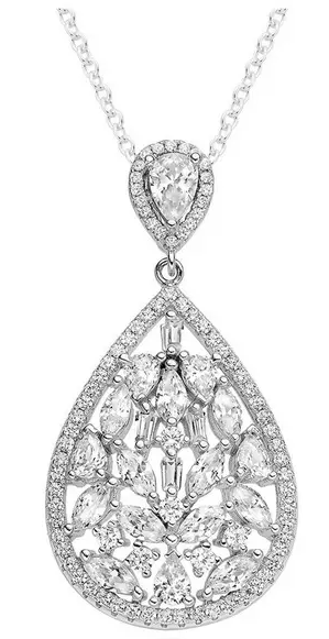 Silver Cubic Zirconia Cluster Pendant