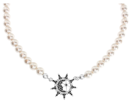 STERLING SILVER BLACK PEARL NECKLACE