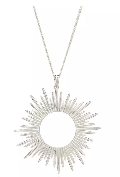 Rachel Jackson London Electric Goddess Large Silver Statement Sun Necklace