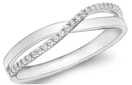 9ct White Gold Cubic Zirconia Crossover Ring