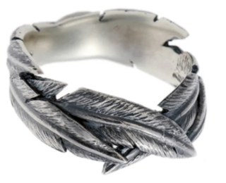 Feathers Silver Crossover Ring