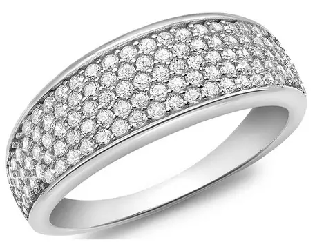 9ct White Gold Cubic Zirconia Pave Band Ring