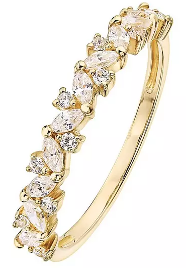 9ct Yellow Gold White Cubic Zirconia Half Eternity Ring