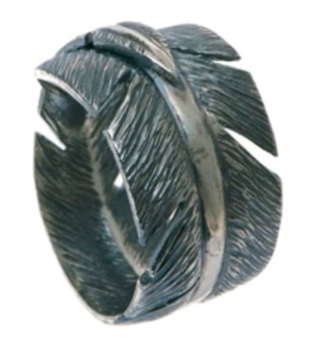 Feathers Silver Wide Ring